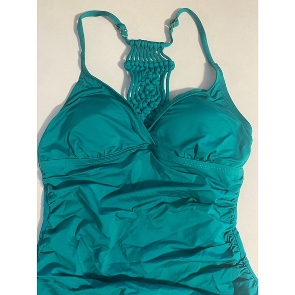 Women's firpearl Teal One Piece Swimsuit Size 10 Summer Beach Boho Braid strappy - Picture 2 of 7